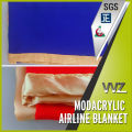 Twill woven flame retardant modacrylic yarn airline blanket with satin hemmed cheap price travel blanket gift blanket
